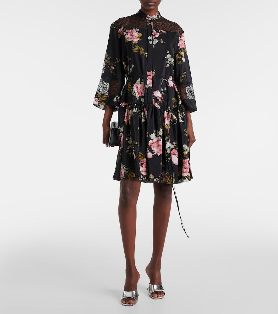 Erdem Floral silk  de chine minidress