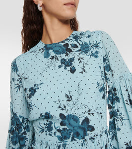 Erdem Floral tiered crêpe minidress