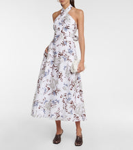 Erdem Helena floral halterneck cotton midi dress
