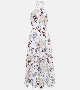 Erdem Helena floral halterneck cotton midi dress