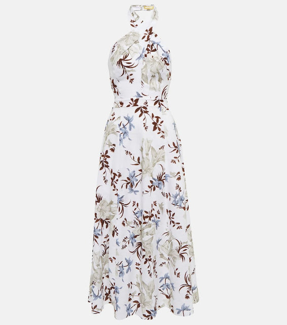 Erdem Helena floral halterneck cotton midi dress