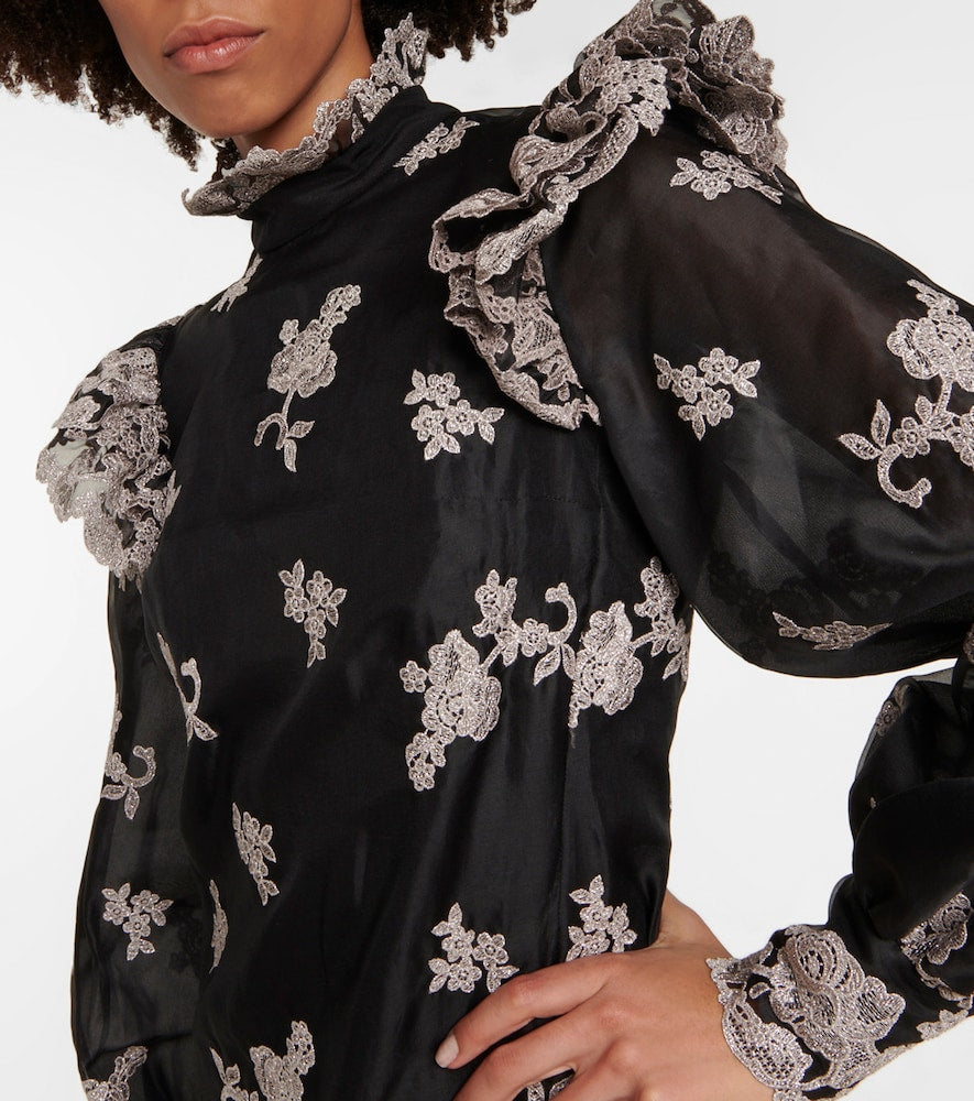 Erdem Nella floral embroidered silk minidress