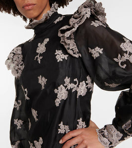 Erdem Nella floral embroidered silk minidress