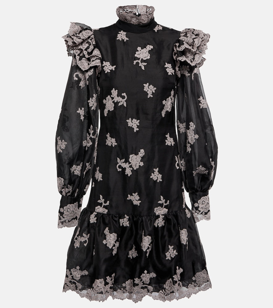 Erdem Nella floral embroidered silk minidress. Erdem Nella 花卉刺绣真丝迷你连衣裙