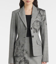 Erdem Prince of Wales check floral blazer