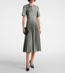 Erdem Prince of Wales check pleated midi dress