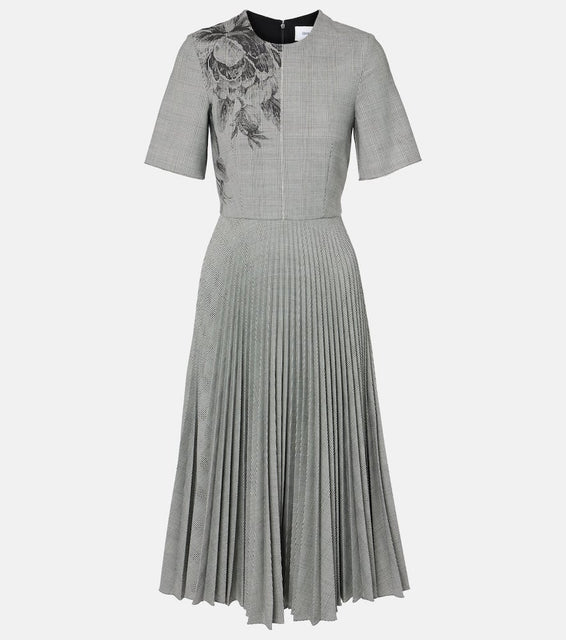 Erdem Prince of Wales check pleated midi dress