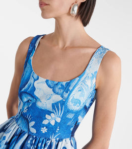 Erdem Printed cotton-blend faille midi dress