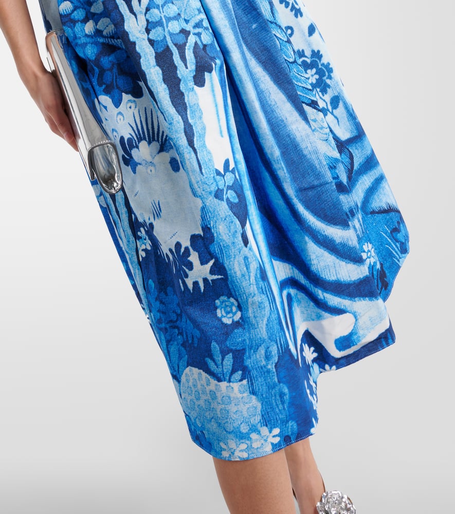 Erdem Printed cotton-blend faille midi dress