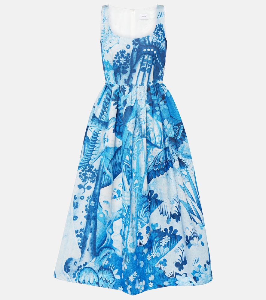 Erdem Printed cotton-blend faille midi dress. Erdem 印花棉混纺斜纹中长连衣裙