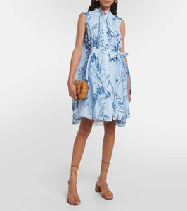 Erdem Printed cotton silk voile minidress