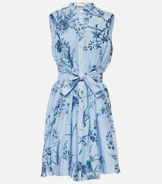 Erdem Printed cotton silk voile minidress