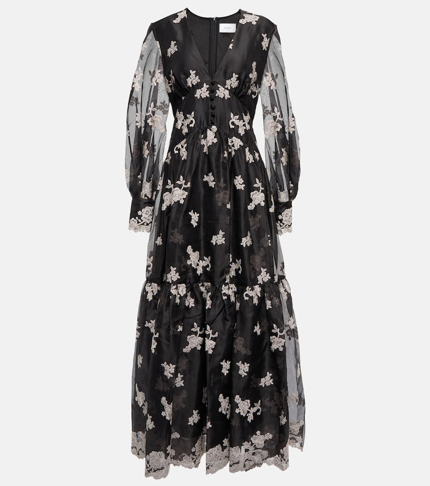 Erdem Tabetha floral embroidered silk dress. Erdem Tabetha 花卉刺绣真丝连衣裙