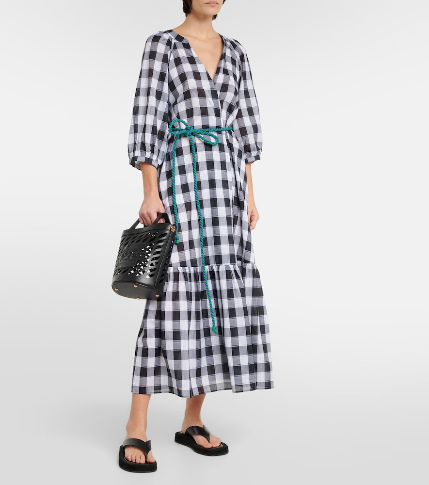Eres Chess printed cotton midi dress