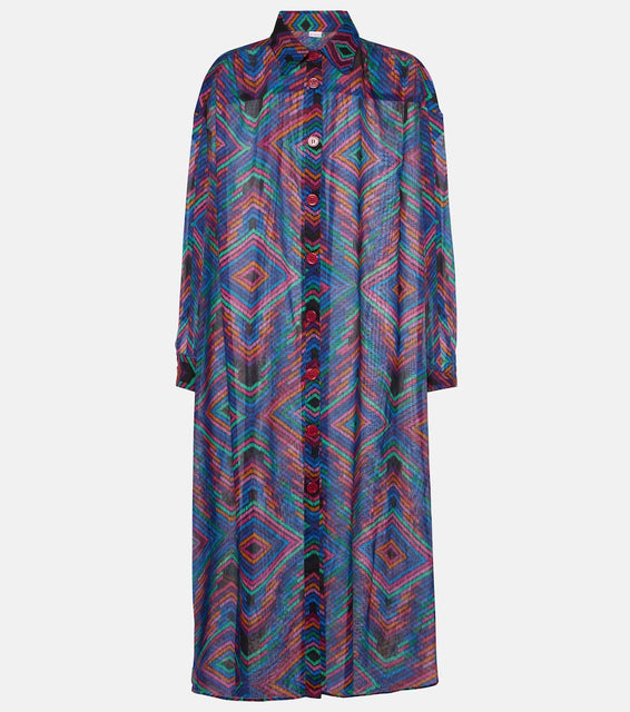 Eres Dj printed cotton voile shirt dress