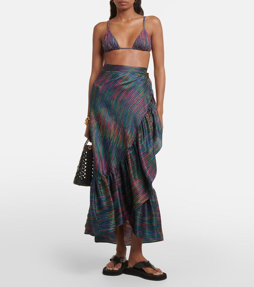 Eres N√É¬©on printed silk satin wrap skirt