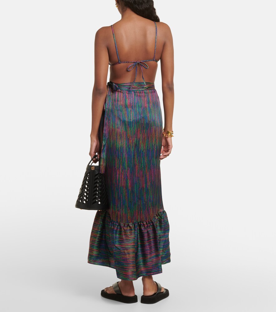 Eres N√É¬©on printed silk satin wrap skirt