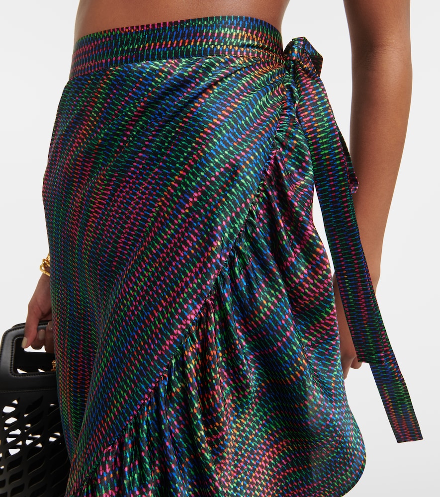 Eres N√É¬©on printed silk satin wrap skirt