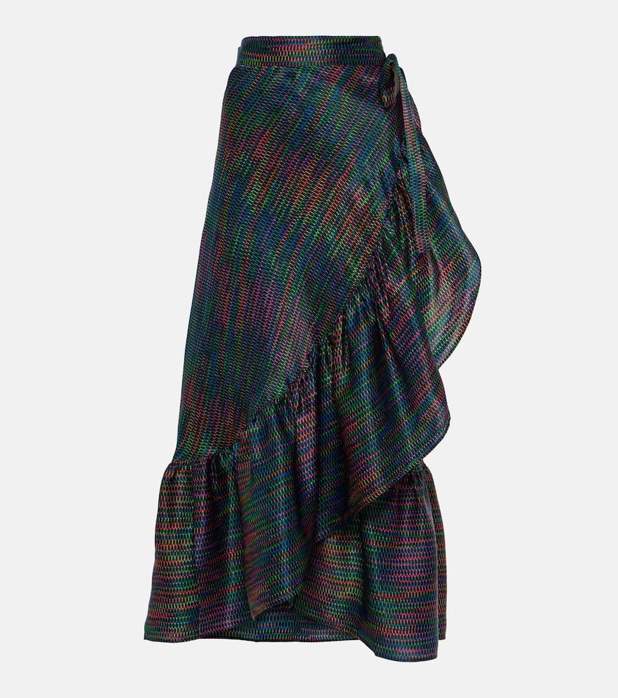 Eres N√É¬©on printed silk satin wrap skirt - Eres N√É¬©on 印花真丝缎裹身裙