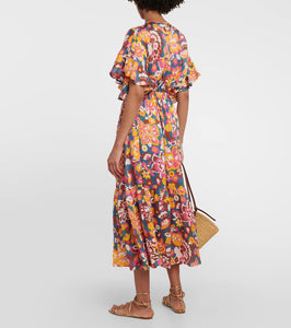 Eres Piment floral silk and cotton midi dress