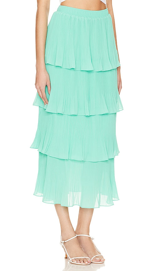 Essentiel Antwerp Dacie Pleated Midi Skirt in Teal