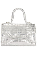 Essentiel Antwerp Emisol Faux Croco Bag in Metallic Silver