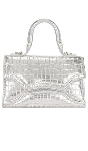 Essentiel Antwerp Emisol Faux Croco Bag in Metallic Silver