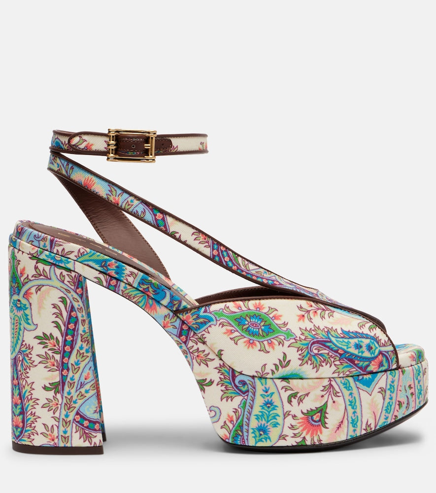Etro 120 paisley canvas platform sandals