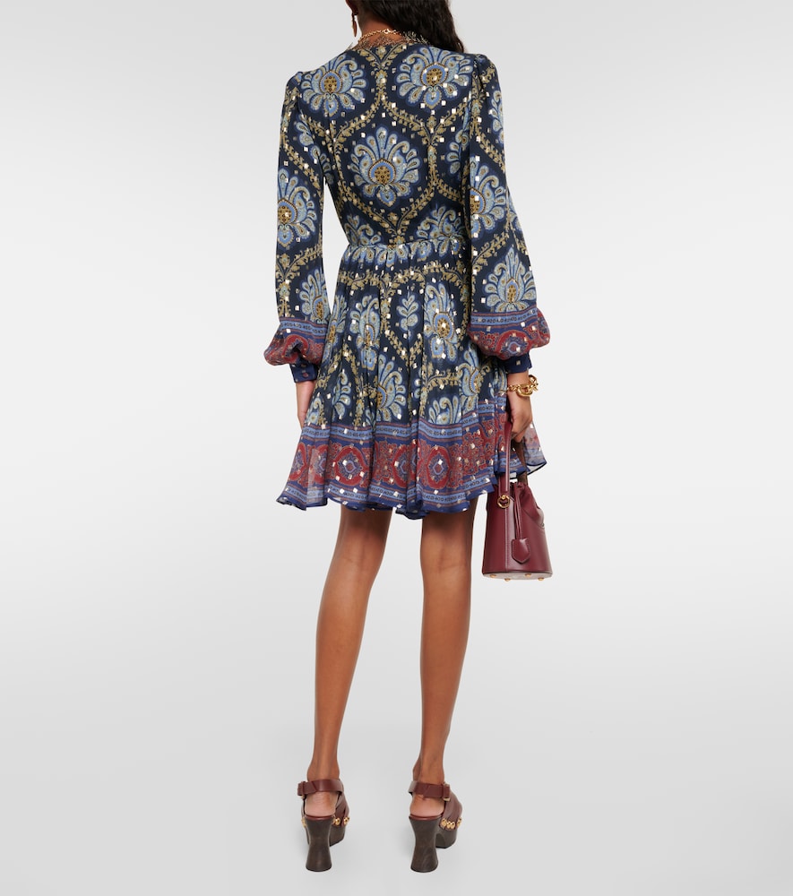 Etro Balloon-sleeve silk jacquard minidress