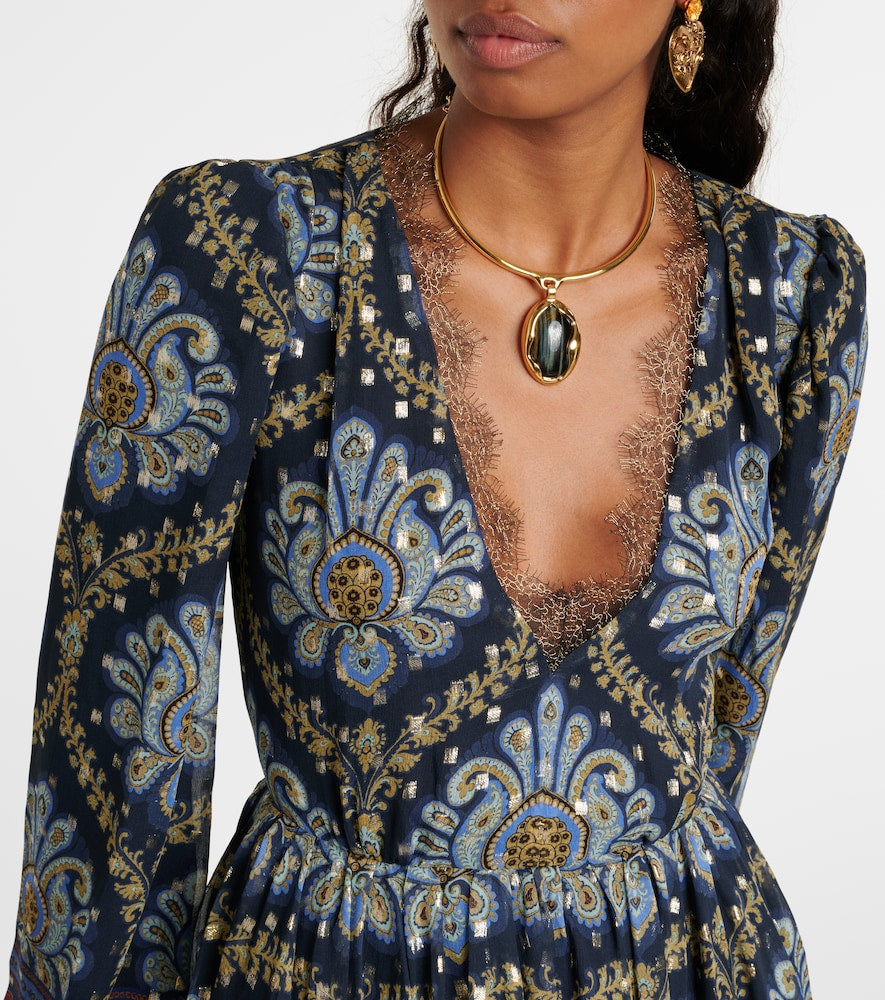 Etro Balloon-sleeve silk jacquard minidress