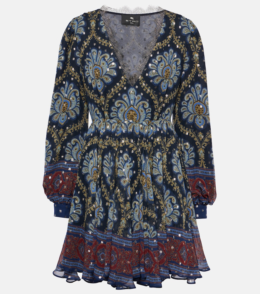 Etro Balloon-sleeve silk jacquard minidress. Etro 泡泡袖真丝提花迷你连衣裙