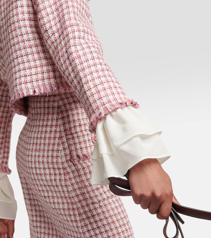 Etro Cropped houndstooth wool-blend jacket