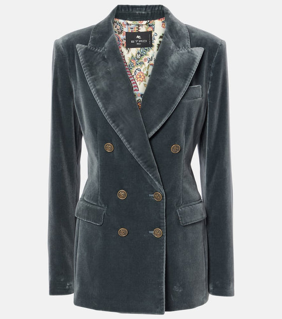 Etro Double-breasted cotton velvet blazer