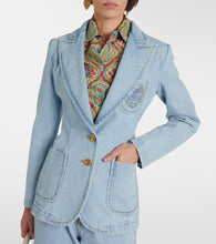 Etro Embroidered denim blazer