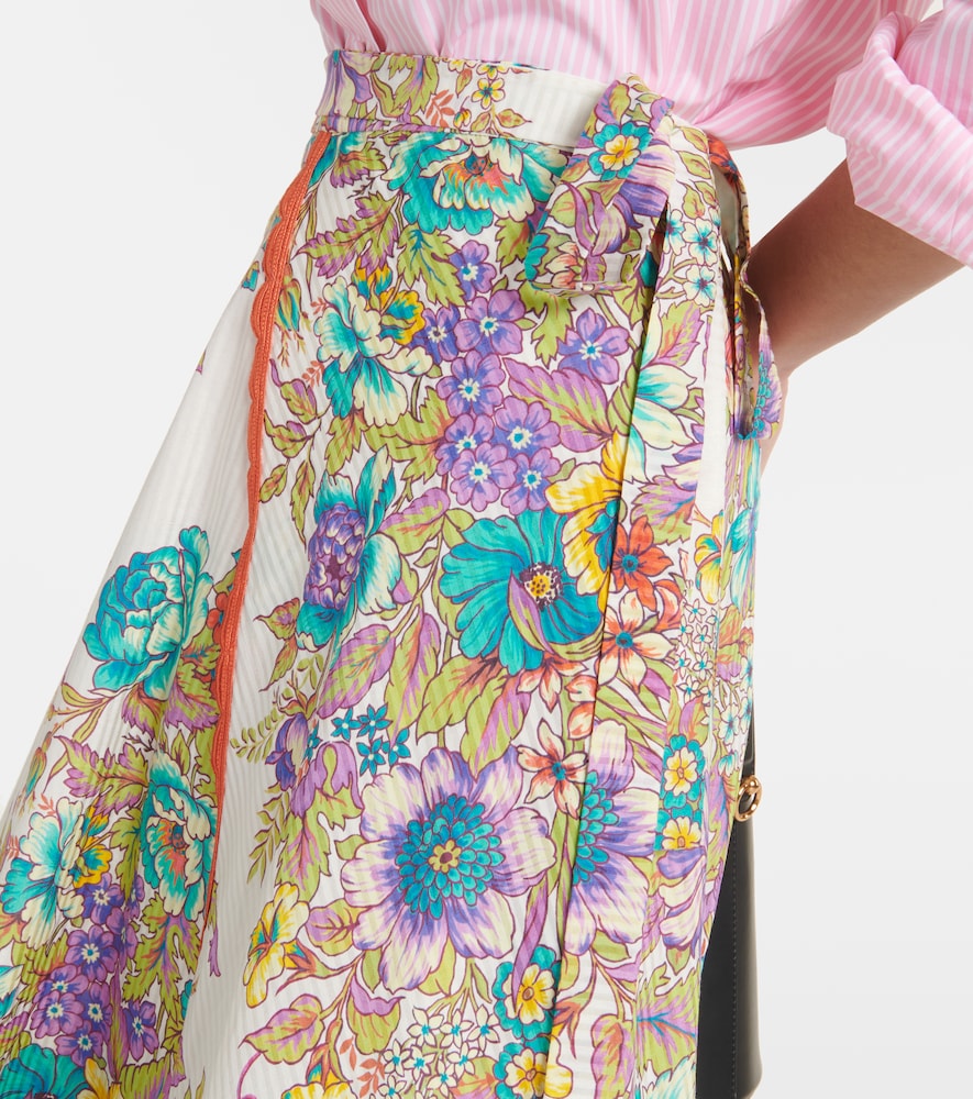 Etro Floral cotton and silk midi skirt