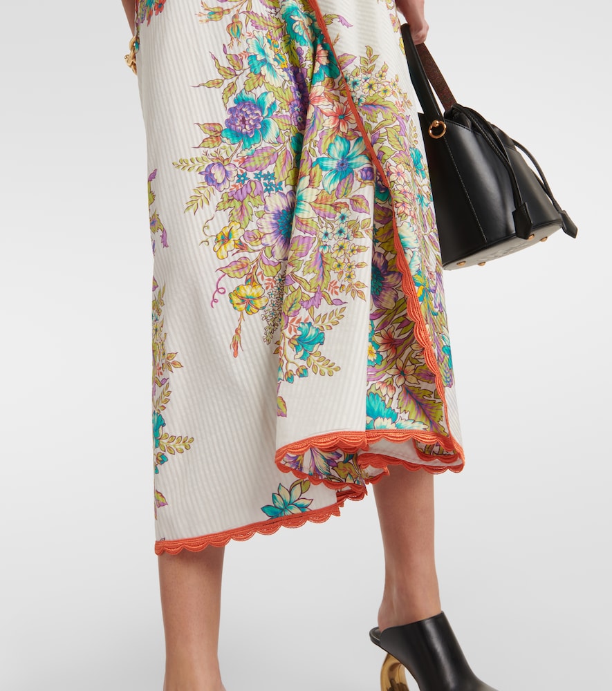 Etro Floral cotton and silk midi skirt