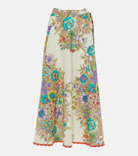 Etro Floral cotton and silk midi skirt - Etro 花卉图案棉丝混纺中长裙