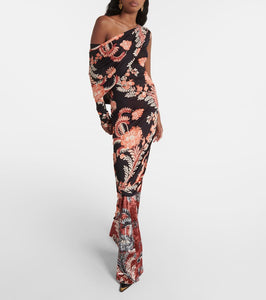 Etro Floral draped asymmetric midi dress