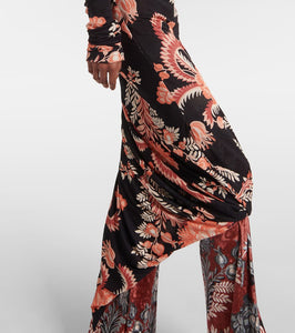 Etro Floral draped asymmetric midi dress