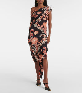 Etro Floral draped asymmetric midi dress