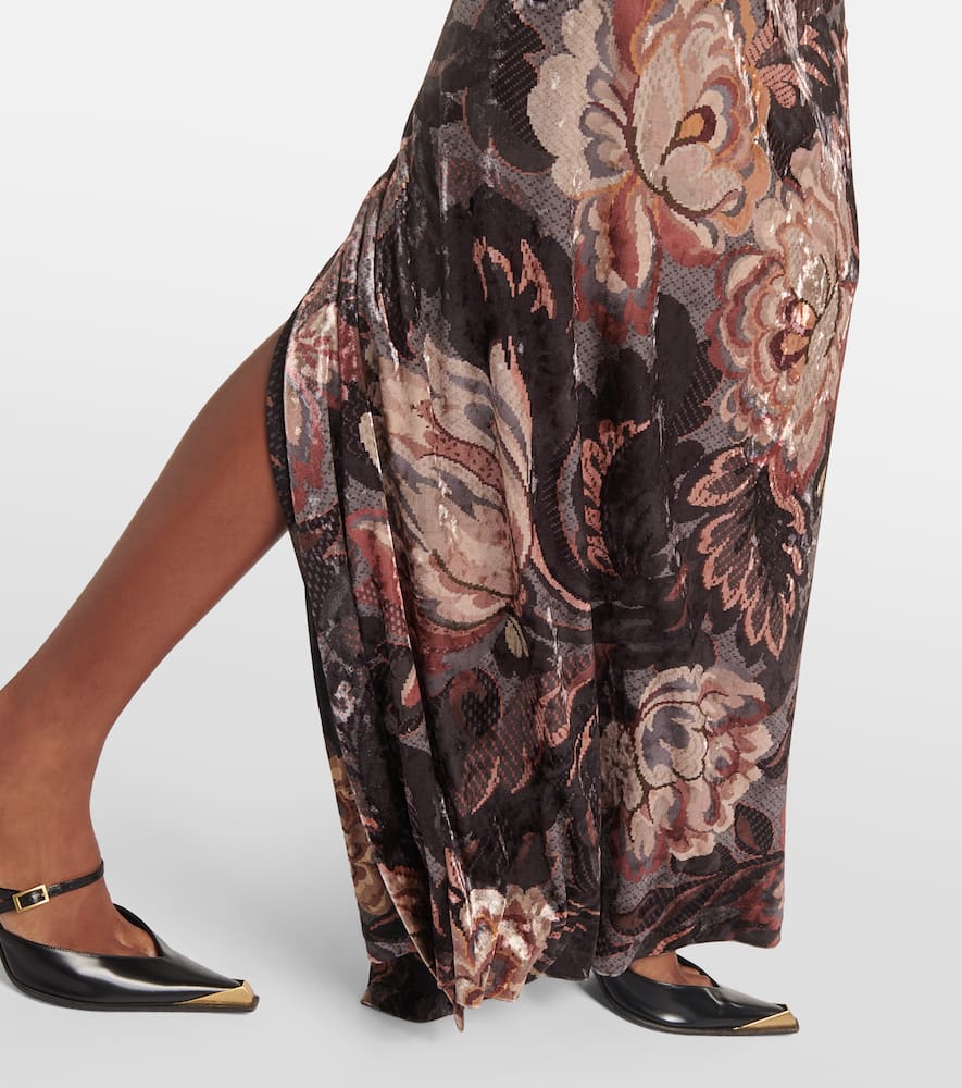 Etro Floral halterneck velvet gown