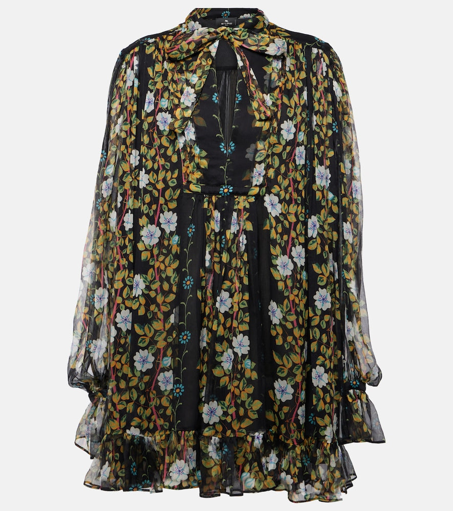 Etro Floral silk crepon minidress. Etro 花卉图案真丝绉纱迷你连衣裙