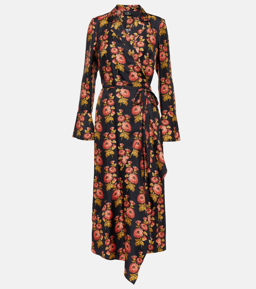 Etro Floral silk twill midi wrap dress. Etro 花卉图案真丝斜纹中长裹身裙
