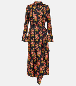Etro Floral silk twill midi wrap dress