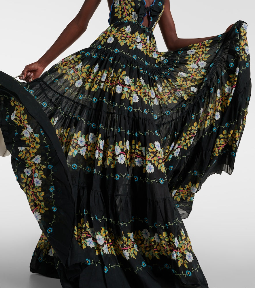 Etro Floral tiered cotton gown