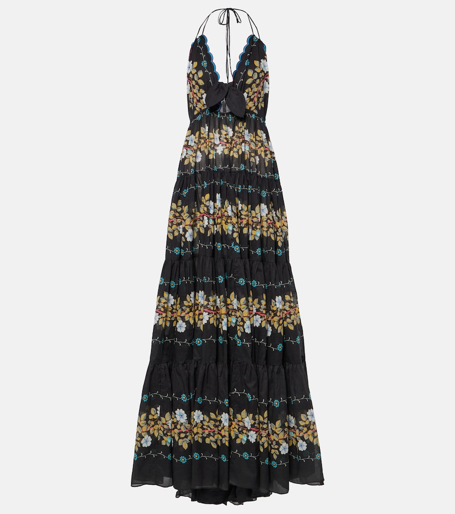 Etro Floral tiered cotton gown. Etro 花卉图案多层棉质礼服
