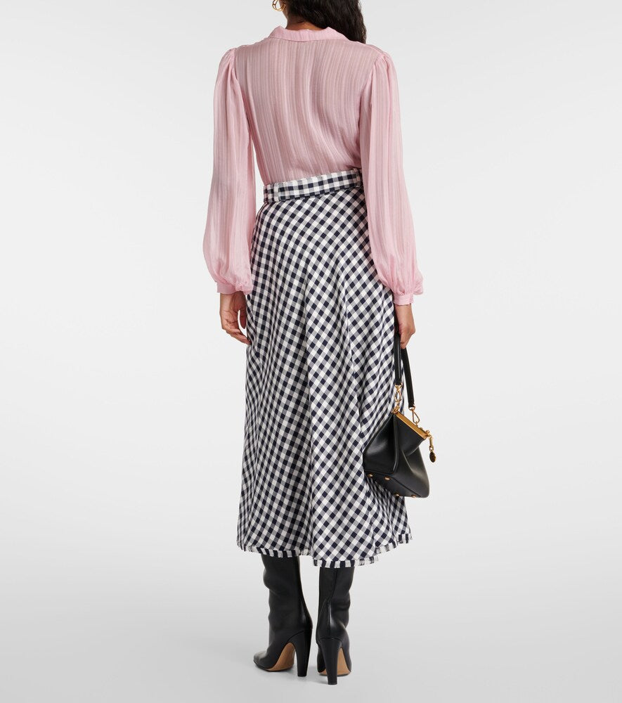 Etro Gingham jacquard midi skirt