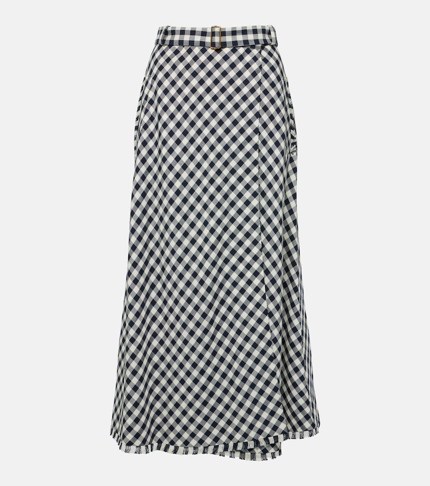 Etro Gingham jacquard midi skirt - Etro 格纹提花中长半身裙