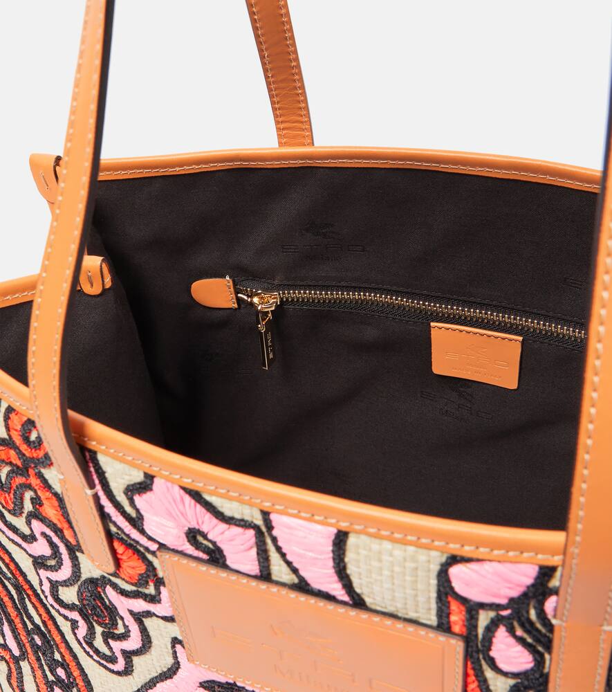 Etro Globetrotter Medium rafia tote bag