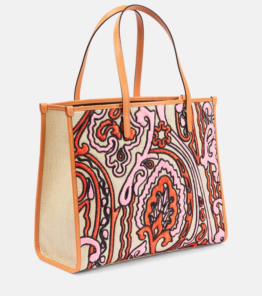 Etro Globetrotter Medium rafia tote bag